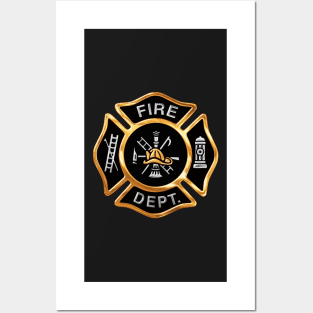 Fire Department Gold Badge Posters and Art